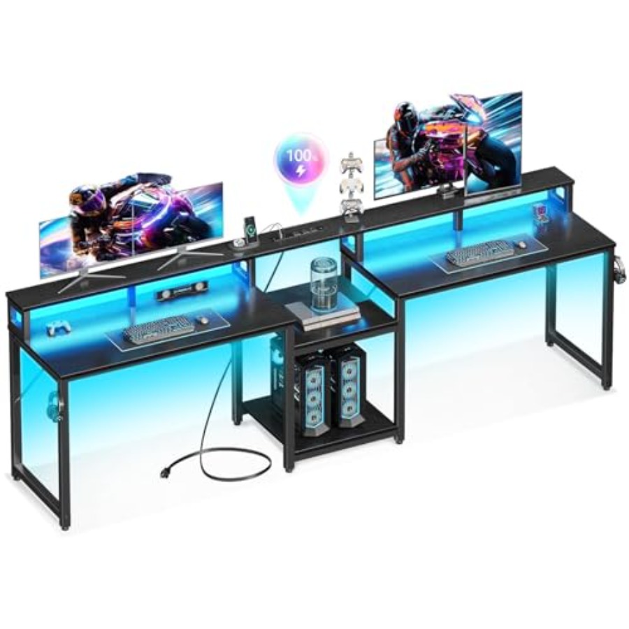 Gaming desk for 2 persons, 98' - Desk Setup L Shaped review and price